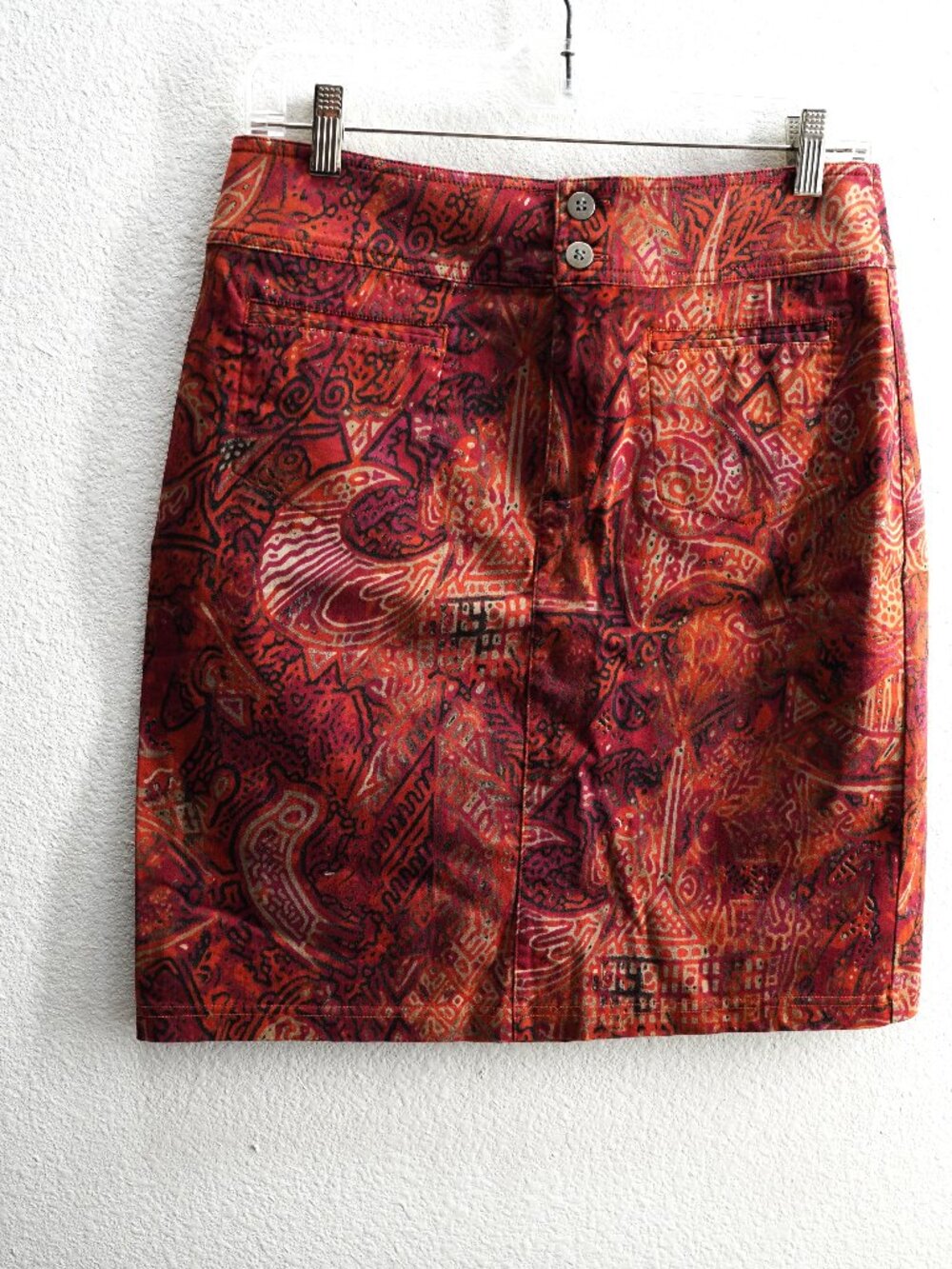 Chico's Shades Of Orange Polished Aztec Pencil Skirt size 1